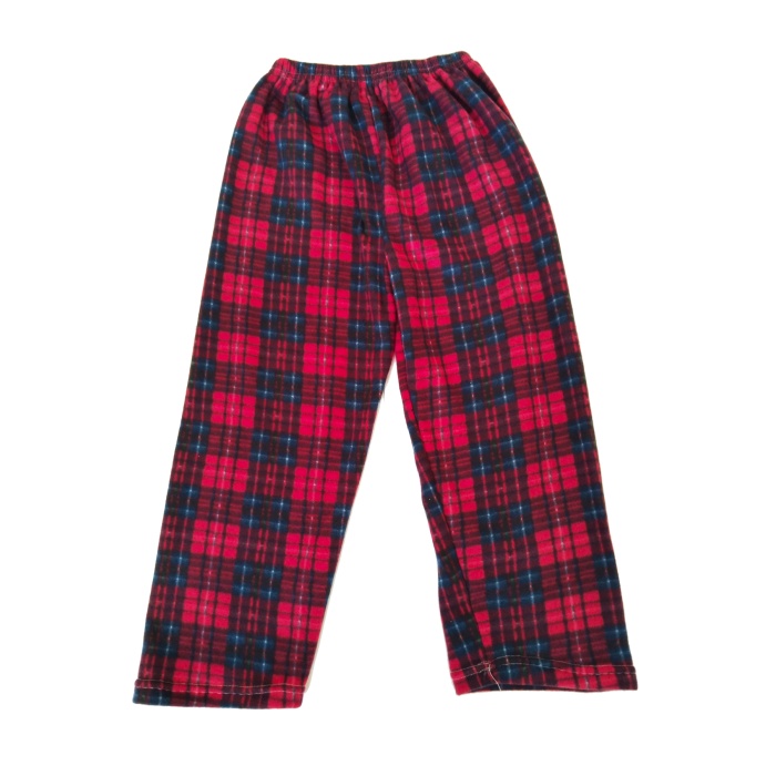 Unisex Polar Pijama Altı Termal Özellikli Kırmızı Ekose Desenli Ev Giyim Cepsiz