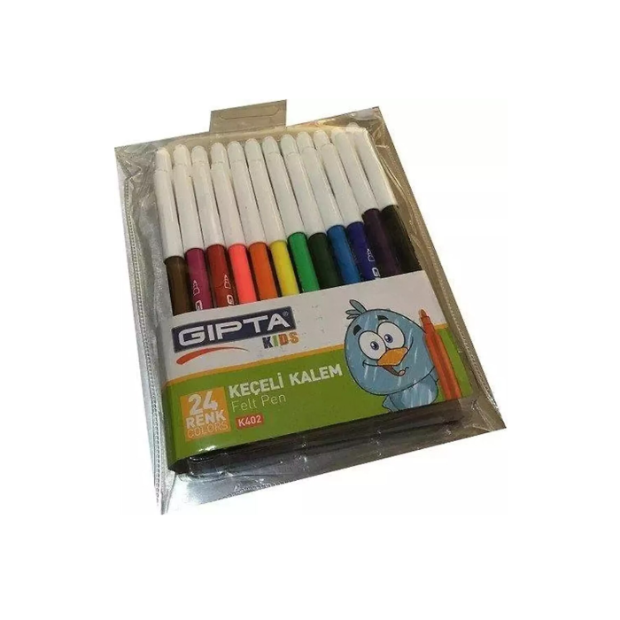 Keçeli Boya Kalemi Pvc Çantalı 24 Renk