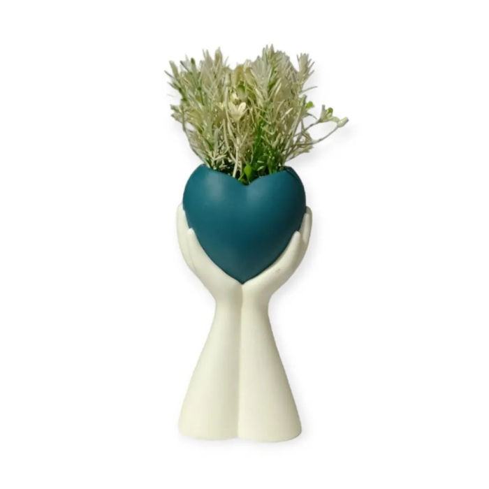 El Içi Kalp Model Yapa Çiçekli Saksı Royaleks-5733