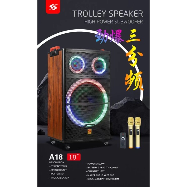 D-SOUND 2 KABLOSUZ MİKRFONLU 18 PARTY TAŞINABİLİR ŞARJLI HOPARLÖR