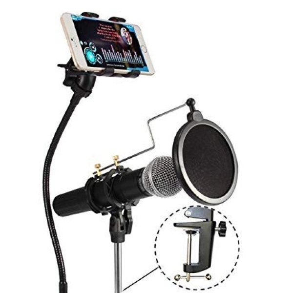 4B Mikrofon Sehpası +Telefon Tutacağı+Pop filter+Shockmount