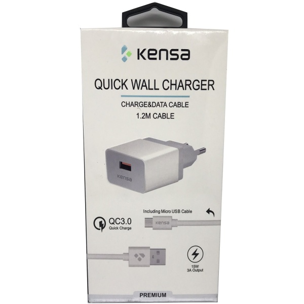 KENSA USB WALL CHARGER LİGHTNİNG QC-50 HIZLI ŞARJ  KABLOLU