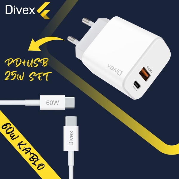 DİVEX DS-228 25W QC:3.0 PD+USB TYPC-E ŞARJ SETİ