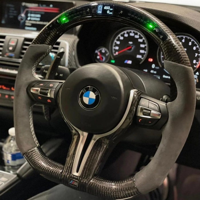 BMW F Serisi M2, M3, M4, X5M, X6M F30-F20-F10-F45 1 - 4 Series X1 - X6 Serileri LED Karbon Fiber Direksiyon