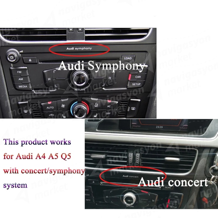 AUDİ A4 A5 Q5 Concert ve Symphony Radyolarının Sistem geri ve ön kamera girişi video arayüzü
