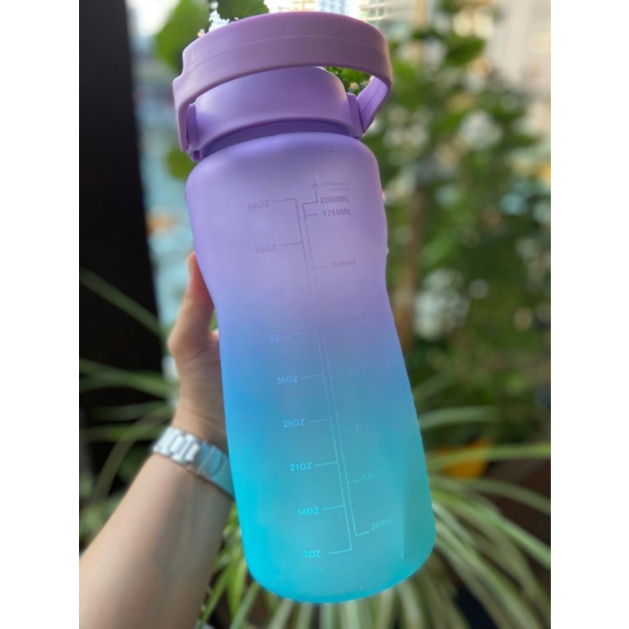 2000 ml  Motivasyonlu  Su Matarası Tritan Spor Salonu Su Şişesi Bpa Içermez