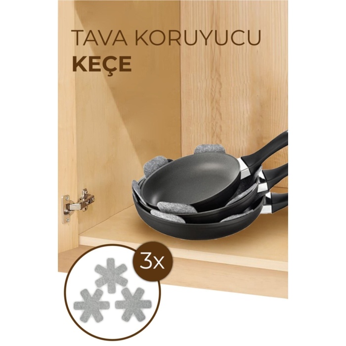Derya Ceyiz 3lü Tencere Tava Koruyucu Çizdirmez Keçe