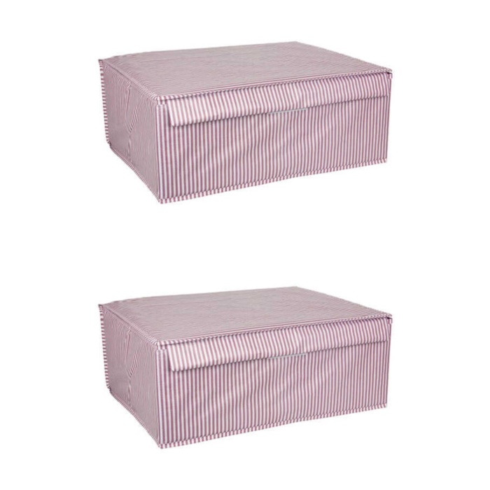 2 Adet Kapaklı Çok Amaçlı Hurç Kutu Baza 50X40X19 Pembe