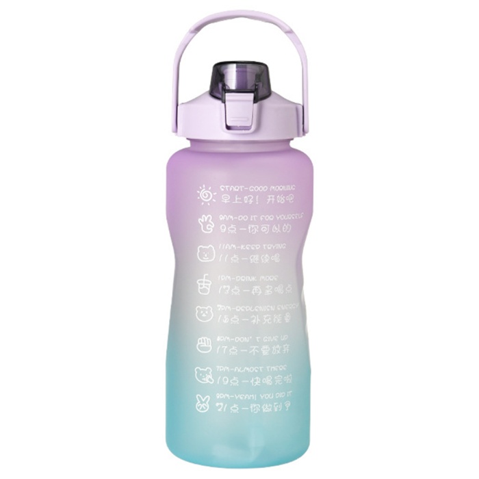 Degrade Motivasyonlu Su Şişesi BPA-Free FDA 1500 ml Mor Mavi