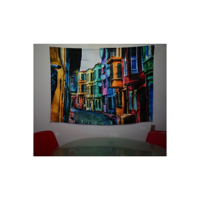 Balat Sokakları Neon Duvar Örtüsü Ve Duvar Halısı