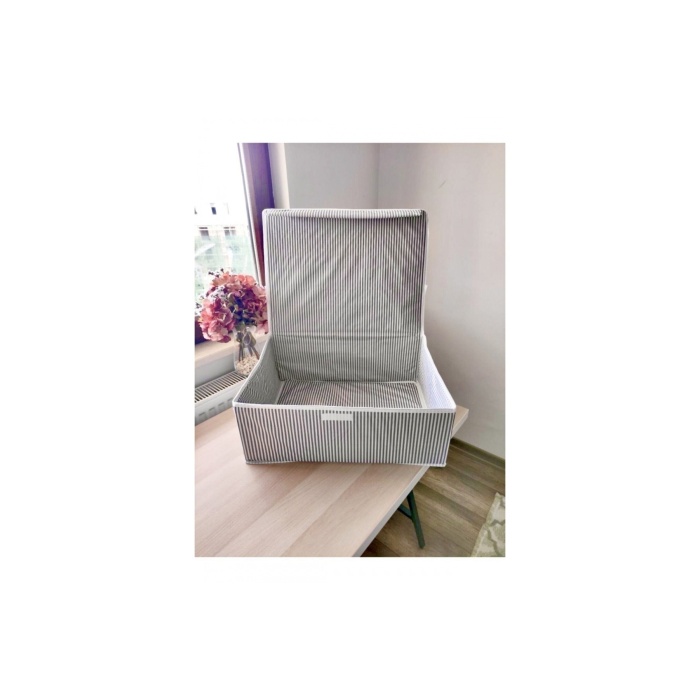 5 Adet - Kapaklı Çok Amaçlı Çamaşır-saklama-düzenleme Vb Hurç, Kutu - 50x40x19 - Baza Kutu - Gri