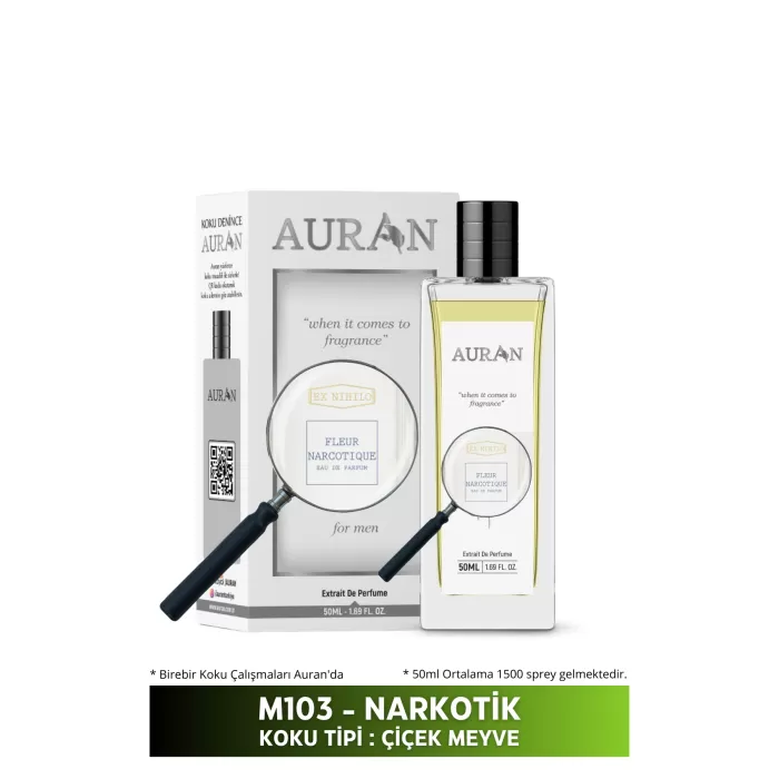 AURAN M103 - Narkotik Erkek Parfüm AFRODİZYAK ETKİLİ ÇİÇEK MEYVE 50ml