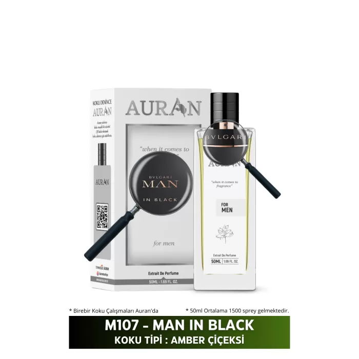 AURAN M107 - Man In Black Erkek Parfüm AMBER ÇİÇEKSİ 50ml