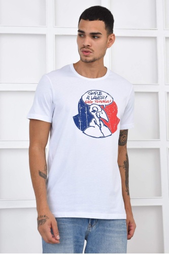Moncler Erkek Desenli T-shirt-Beyaz