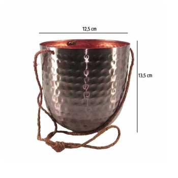 Askılı Rose Gold Metal Saksı 12,5X13,5 Cm