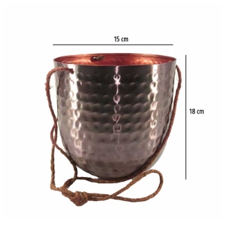 Askılı Rose Gold Metal Saksı 15X18 Cm