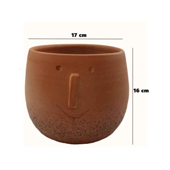 Gülen Surat Terrakota Saksı 17X16 Cm