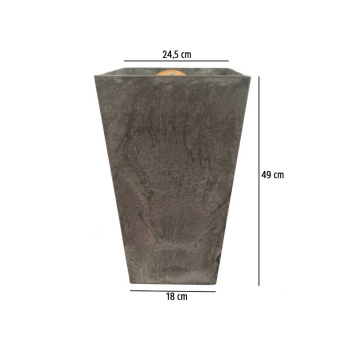 Artstone Drenaj Sistemli Gri Saksı 24,5X49 Cm