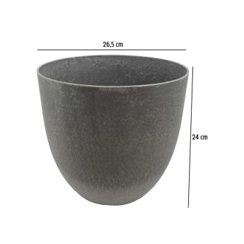 Artstone Drenaj Sistemli Gri Saksı 26,5X24 Cm