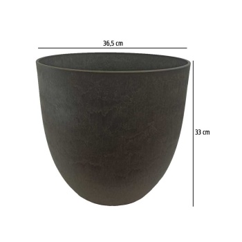 Artstone Drenaj Sistemli Siyah Saksı 36,5X33 Cm