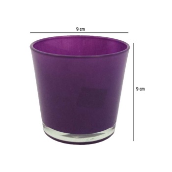 Mor Renk Konik Cam Saksı 9X9 Cm