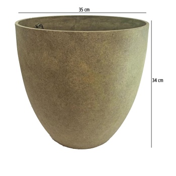 Mat Yeşil Oval Plastik Saksı 35X34 Cm