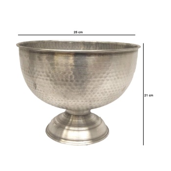Ayaklı Metal Silver Saksı 25x21 cm