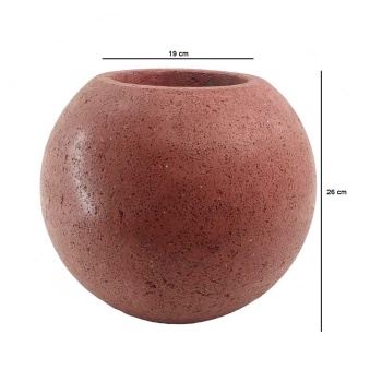 Küre Serisi Beton Saksı 19x26 Cm (Kırmızı)
