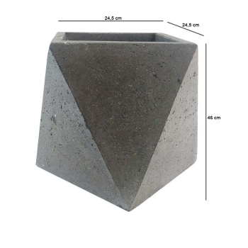 Prizma Serisi Beton Saksı 24,5x46 Cm (Koyu Gri)
