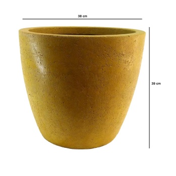 Papatya Serisi Beton Saksı 38x39 Cm (Hardal)