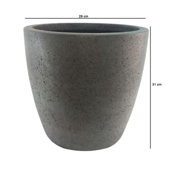 Papatya Serisi Beton Saksı 29x31 Cm (Koyu Gri)