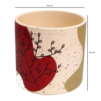 Çiçek Desenli Seramik Saksı 13,5x12