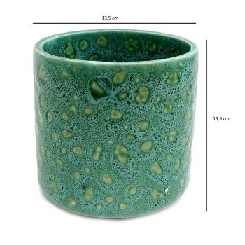 Açık Yeşil Benekli Seramik Saksı 13,5x13,5