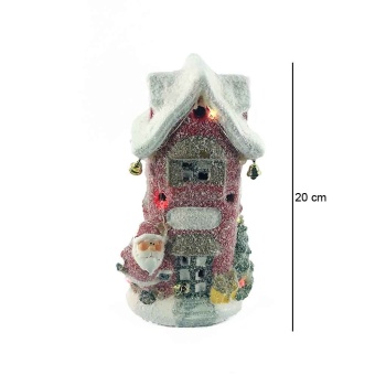 Işıklı Ev Yılbaşı Dekor Ürünü 20 Cm