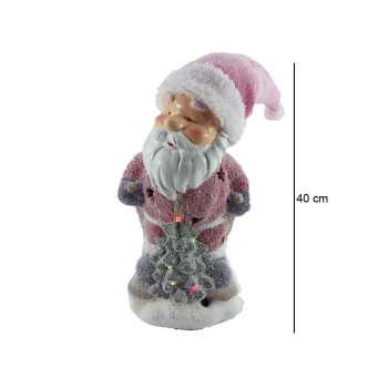 Işıklı Seramik Noel Baba Yılbaşı Dekor Ürünü 40 Cm