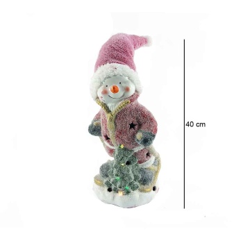 Işıklı Seramik Kardan Adam Yılbaşı Dekor Ürünü 40 Cm