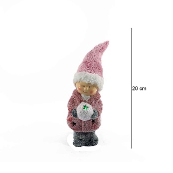 Işıklı Seramik Çocuk Figürlü Yılbaşı Dekor Ürünü 20 Cm