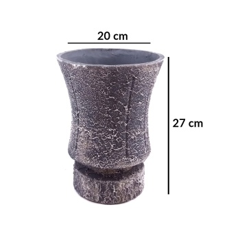 Kupa Tarzı Gri Seramik Saksı 20X27 Cm