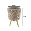 Desenli Pembe Renk Ayaklı Beton Saksı 6X10 Cm
