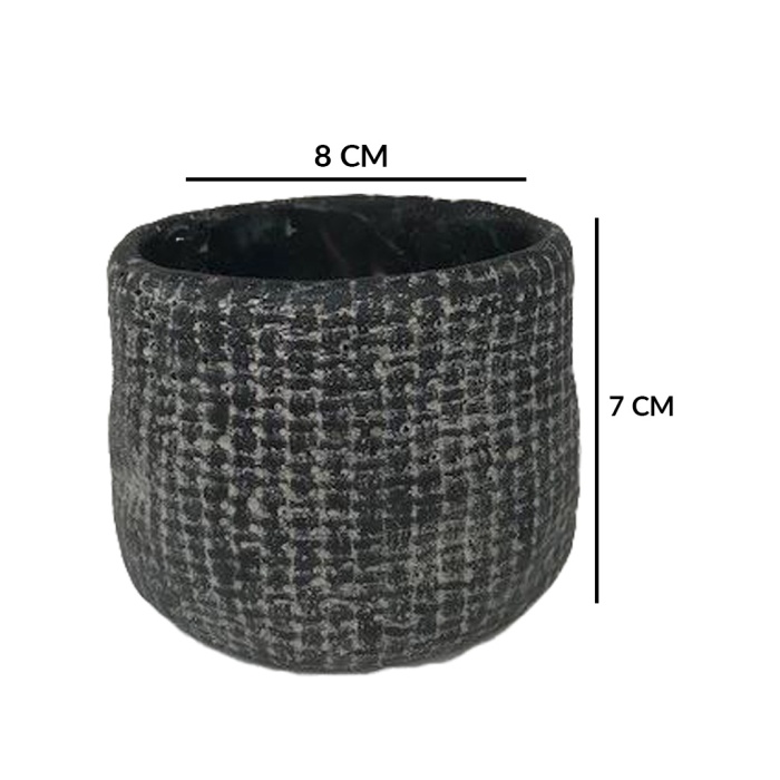 Kyan Pot Koyu Siyah Beton Saksı (8X7 Cm)