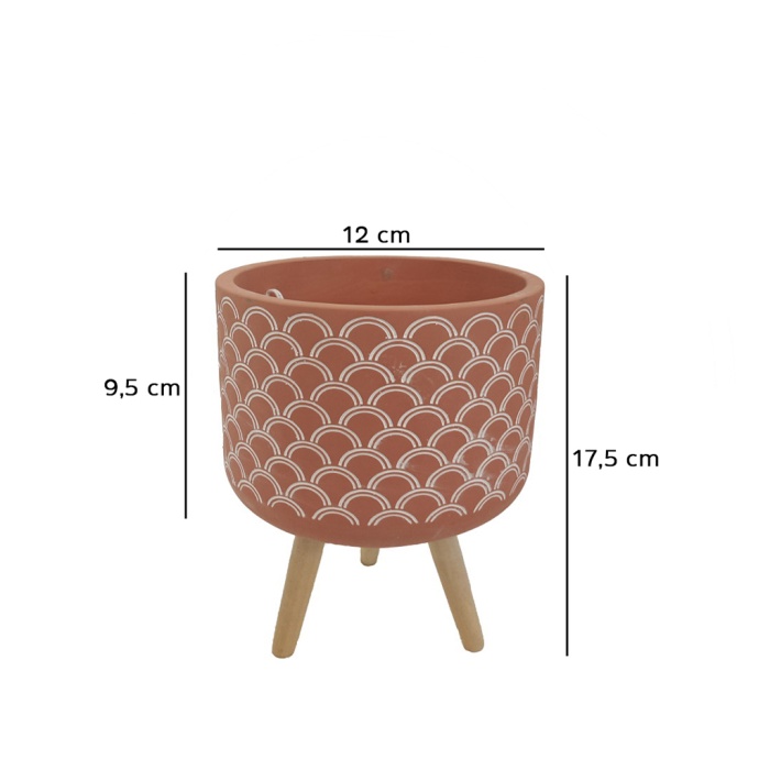 Tünel Desenli Toprak Renk Beton Saksı 12X17,5 Cm