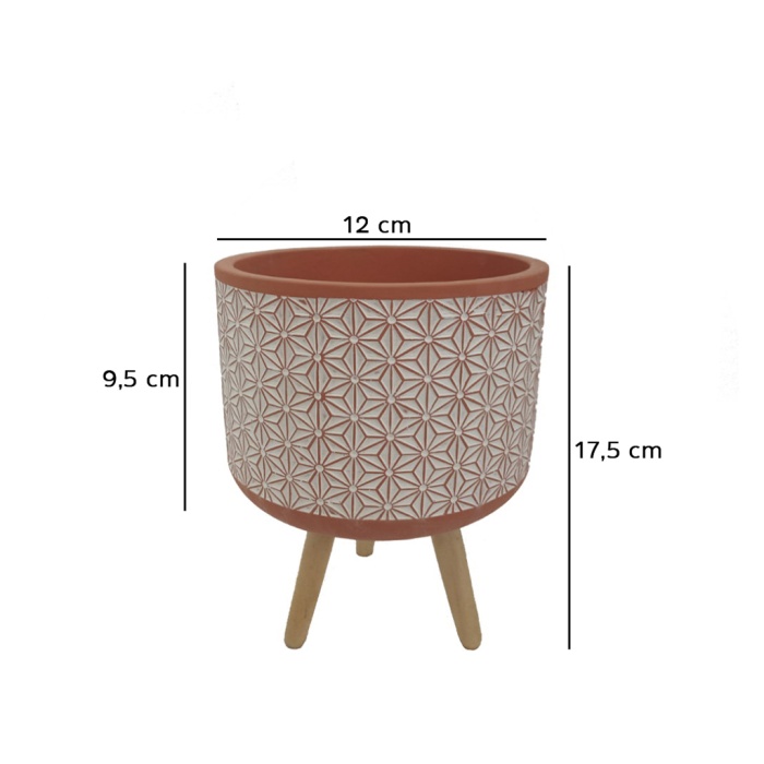 Buz Desenli Toprak Renk Beton Saksı 12X17,5 Cm