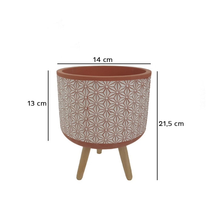 Buz Desenli Toprak Renk Beton Saksı 14X21,5 Cm
