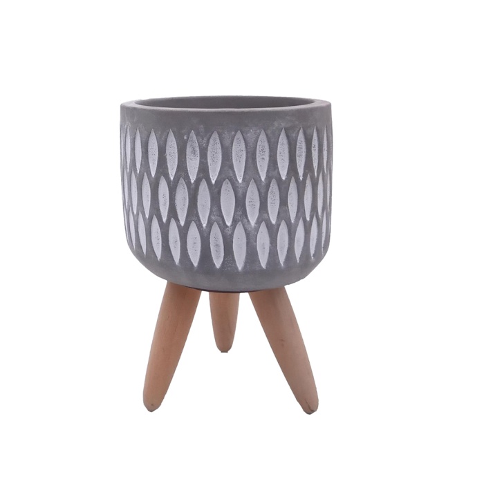 Ayaklı Desenli Beton Saksı (Damla) 10,5X14,5 Cm