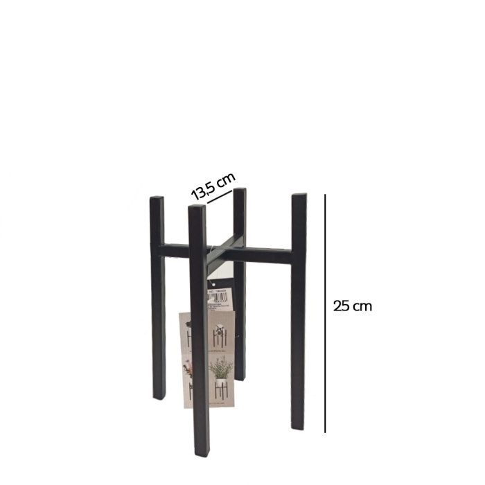 Metal Saksı Standı Siyah Renk 13,5X25 Cm