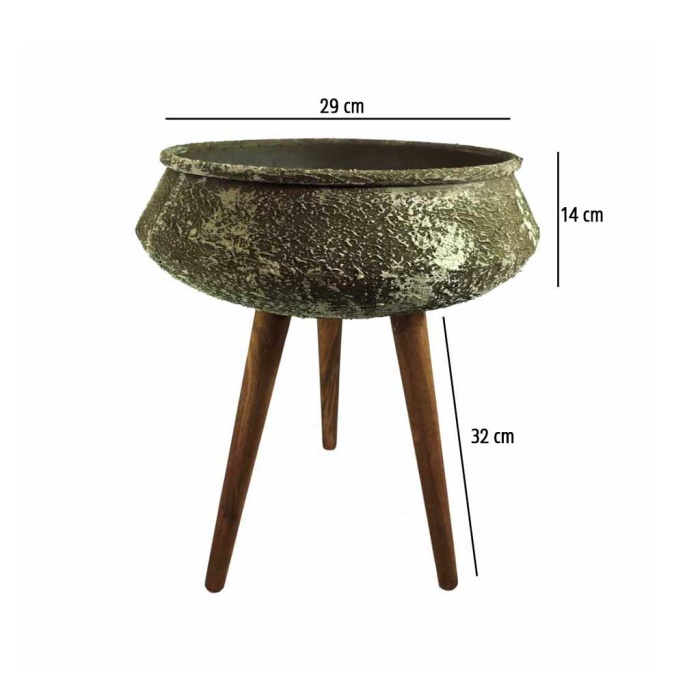 Ayaklı Kumla Kaplanmış Metal Saksı (29X45)