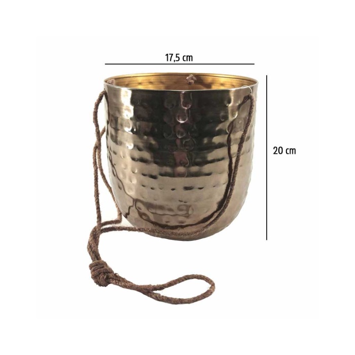 Askılı Gold Metal Saksı 17,5X20 Cm