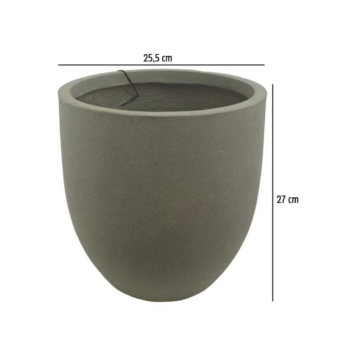 Gri Renk Beton Saksı 25,5X27 Cm