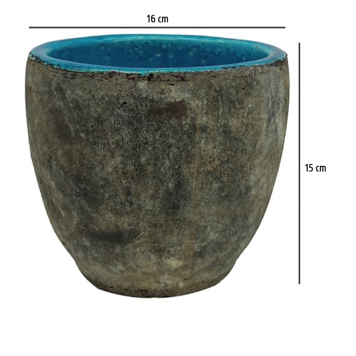 Dekoratif Eskitme Beton Saksı 16X15 Cm
