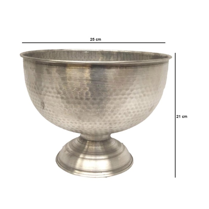 Ayaklı Metal Silver Saksı 25x21 cm